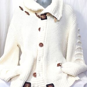 Cream Button-Up Men's Cardigan/Great Piece!